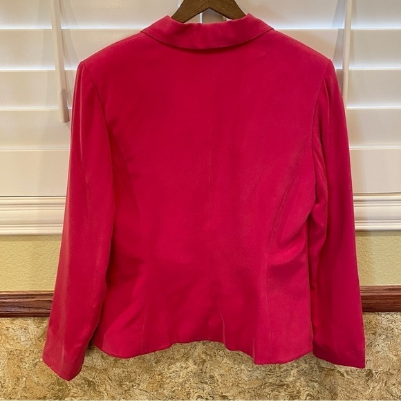 Anna Carole Sz 14 Silk 100% Blazer Shoulder Pads Hot Pink Barbiecore Barbie - Picture 7 of 10
